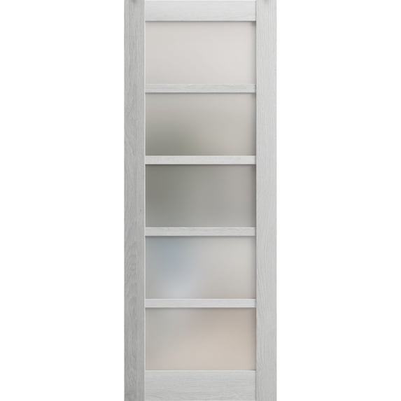 Slab Barn Door Panel 30 x 84 inches | Quadro 4002 Light Grey Oak with Frosted Glass | Sturdy Finished Interior Doors | Pocket Closet Sliding