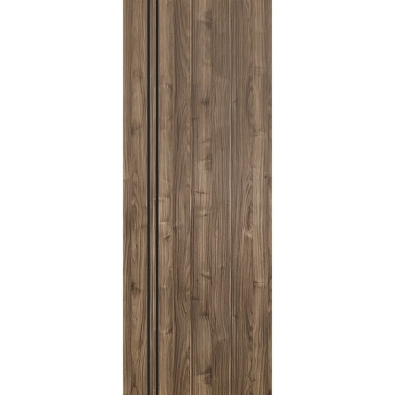 Slab Barn Door Panel 30 x 96 inches | Planum 0016 Walnut with Frosted Glass | Sturdy Finished Interior Doors | Pocket Closet Sliding