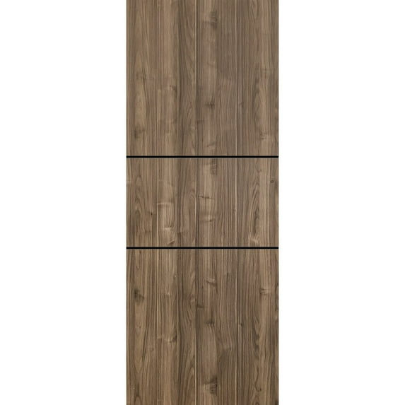 Slab Barn Door Panel 32 x 80 inches | Planum 0014 Walnut with Frosted Glass | Sturdy Finished Interior Doors | Pocket Closet Sliding