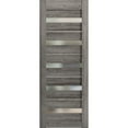 thumbnail image 1 of Slab Barn Door Panel 32 x 80 inches | Quadro 4445 Nebraska Grey with Frosted Glass | Sturdy Finished Interior Doors | Pocket Closet Sliding, 1 of 5