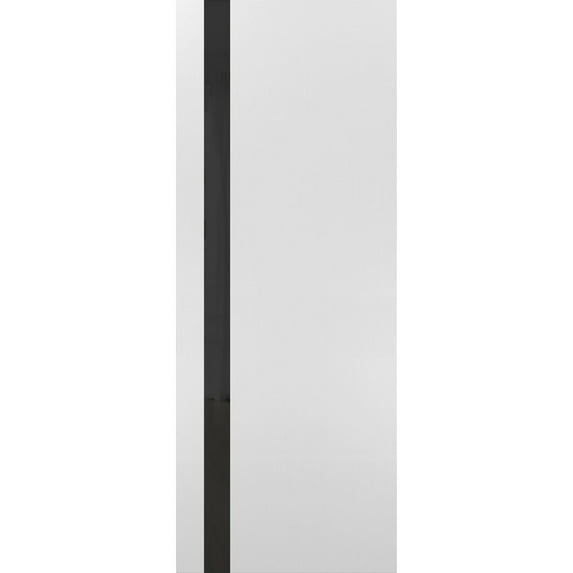 Slab Barn Door Panel 32 x 84 inches | Planum 0040 White Silk with Black Glass | Sturdy Finished Doors | Pocket Closet Sliding