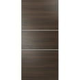 thumbnail image 1 of Slab Barn Door Panel 32 x 84 inches | Planum 0110 Chocolate Ash with Frosted Glass | Sturdy Finished Interior Doors | Pocket Closet Sliding, 1 of 6