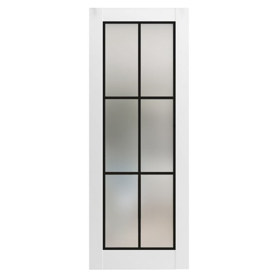 Slab Barn Door Panel 32 x 84 inches | Planum 2122 White Silk Frosted Glass | Sturdy Finished Interior Doors | Pocket Closet Sliding