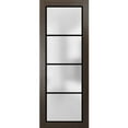 thumbnail image 1 of Slab Barn Door Panel 32 x 96 inches | Planum 2132 Chocolate Ash Frosted Glass | Sturdy Finished Interior Doors | Pocket Closet Sliding, 1 of 6