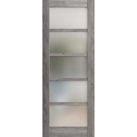 Slab Barn Door Panel 32 x 96 inches | Quadro 4002 Nebraska Grey with Frosted Glass | Sturdy Finished Interior Doors | Pocket Closet Sliding