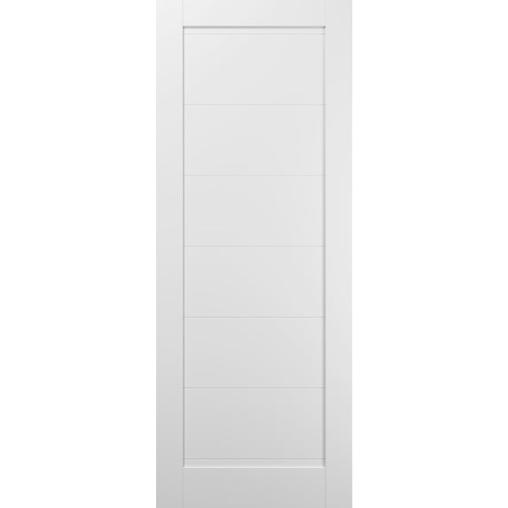 Slab Barn Door Panel 36 x 80 | Quadro 4115 White Silk | Sturdy Finished Wooden Modern Doors | Pocket Closet Sliding