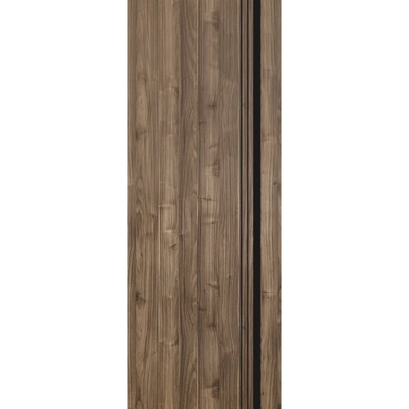 Slab Barn Door Panel 36 x 80 inches | Planum 0011 Walnut with Frosted Glass | Sturdy Finished Interior Doors | Pocket Closet Sliding