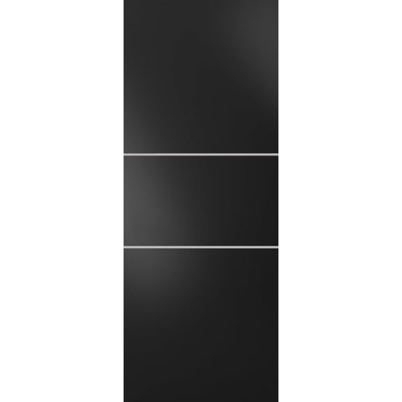Slab Barn Door Panel 36 x 80 inches | Planum 0110 Matte Black with Frosted Glass | Sturdy Finished Interior Doors | Pocket Closet Sliding