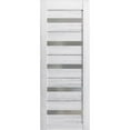 thumbnail image 1 of Slab Barn Door Panel 36 x 80 inches | Quadro 4445 Nordic White with Frosted Glass | Sturdy Finished Interior Doors | Pocket Closet Sliding, 1 of 5