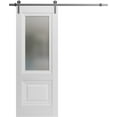 thumbnail image 1 of Slab Barn Door Panel 36 x 80 inches | Sete 6933 Nebraska Grey with Frosted Glass | Sturdy Finished Interior Doors | Pocket Closet Sliding, 1 of 6