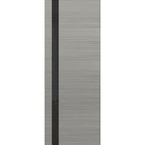 Slab Barn Door Panel 36 x 84 inches | Planum 0040 Grey Ash with Black Glass | Sturdy Finished Doors | Pocket Closet Sliding