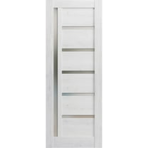 Slab Barn Door Panel Frosted Glass | Quadro 4088 Nordic White | Sturdy Finished Doors | Pocket Closet Sliding-36" x 96"
