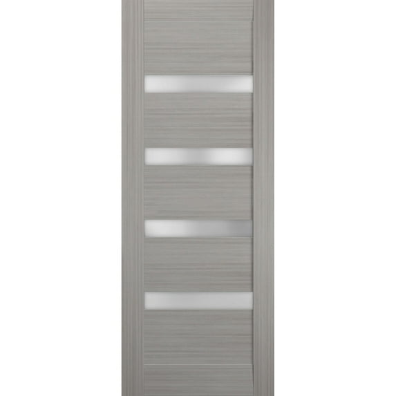 Slab Barn Door Panel 36 x 96 inches | Quadro 4113 Grey Ash with Frosted Glass | Sturdy Finished Doors | Pocket Closet Sliding