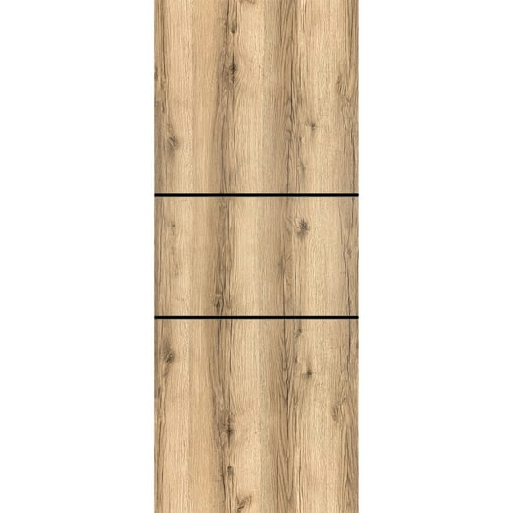 Slab Barn Door Panel 42 x 84 inches | Planum 0014 Oak with Frosted Glass | Sturdy Finished Interior Doors | Pocket Closet Sliding