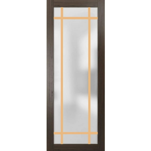 Slab Barn Door Panel 42 x 84 inches | Planum 2113 Chocolate Ash Frosted Glass | Sturdy Finished Interior Doors | Pocket Closet Sliding