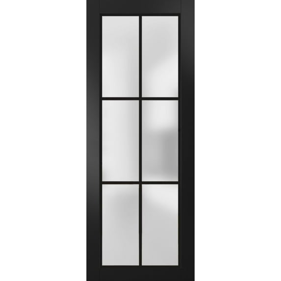 Slab Barn Door Panel 42 x 84 inches | Planum 2122 Matte Black Frosted Glass | Sturdy Finished Interior Doors | Pocket Closet Sliding