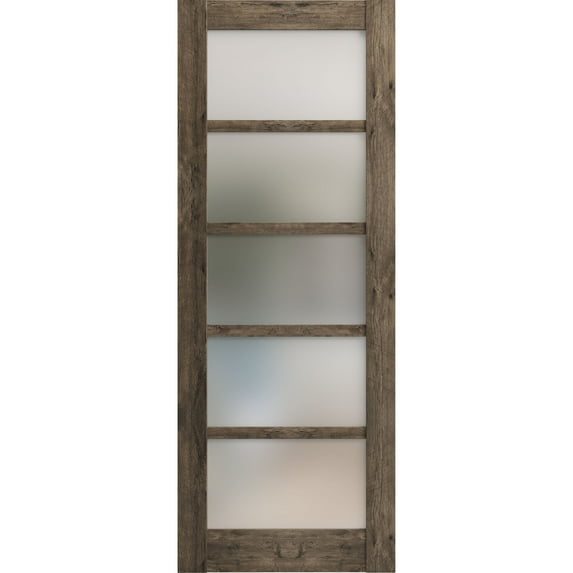 Slab Barn Door Panel 42 x 84 inches | Quadro 4002 Cognac Oak with Frosted Glass | Sturdy Finished Interior Doors | Pocket Closet Sliding