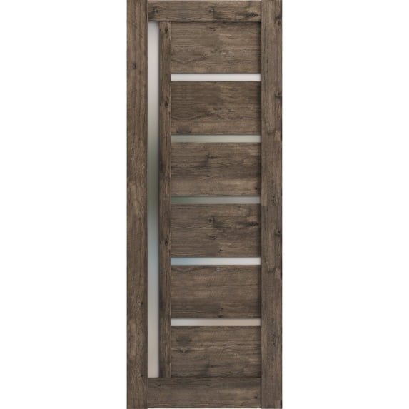 Slab Barn Door Panel 42 x 96 inches | Quadro 4088 Cognac Oak with Frosted Glass | Sturdy Finished Interior Doors | Pocket Closet Sliding