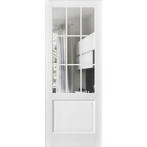 Slab Barn Door Panel | Felicia 3599 White Silk with Clear Glass | Sturdy Finished Doors | Pocket Closet Sliding -36" x 84"-Clear Glass