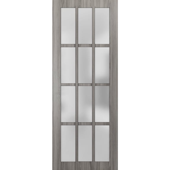 Slab Barn Door Panel Frosted Glass 12 Lites 24 x 80 inches