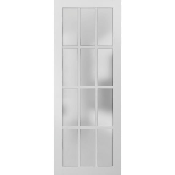 Slab Barn Door Panel Frosted Glass 12 Lites 32 x 84 inches