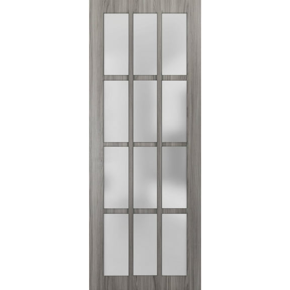 Slab Barn Door Panel Frosted Glass 12 Lites 36 x 84 inches