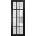 thumbnail image 1 of Slab Barn Door Panel Frosted Glass 12 Lites | Felicia 3312 Matte Black | Sturdy Finished Doors | Pocket Closet Sliding -32" x 84", 1 of 5