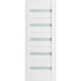 thumbnail image 1 of Slab Barn Door Panel Frosted Glass 18 x 80 inches | Quadro 4445 White Silk | Sturdy Finished Doors | Pocket Closet Sliding, 1 of 6