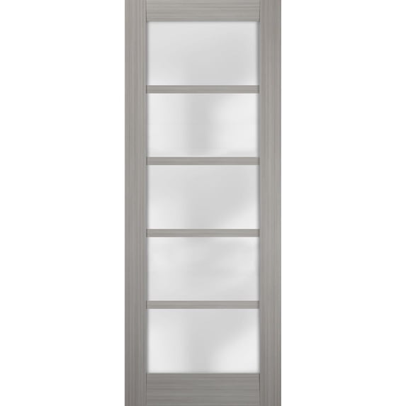 Slab Barn Door Panel Frosted Glass 24 x 80 inches | Quadro 4002 Grey Ash | Sturdy Finished Doors | Pocket Closet Sliding