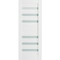 thumbnail image 1 of Slab Barn Door Panel Frosted Glass 24 x 96 inches | Quadro 4266 White Silk | Sturdy Finished Doors | Pocket Closet Sliding, 1 of 5