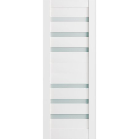 Slab Barn Door Panel Frosted Glass 24 x 96 inches | Quadro 4266 White Silk | Sturdy Finished Doors | Pocket Closet Sliding