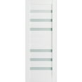 thumbnail image 1 of Slab Barn Door Panel Frosted Glass 28 x 96 inches | Quadro 4266 White Silk | Sturdy Finished Doors | Pocket Closet Sliding, 1 of 6