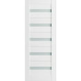 thumbnail image 1 of Slab Barn Door Panel Frosted Glass 28 x 96 inches | Quadro 4445 White Silk | Sturdy Finished Doors | Pocket Closet Sliding, 1 of 6