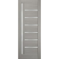 Slab Barn Door Panel Frosted Glass 30 x 80 inches | Quadro 4088 Grey Ash | Sturdy Finished Doors | Pocket Closet Sliding