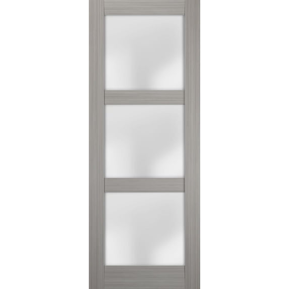 Slab Barn Door Panel Frosted Glass 30 x 84 inches | Lucia 2552 Grey Ash | Sturdy Finished Doors | Pocket Closet Sliding