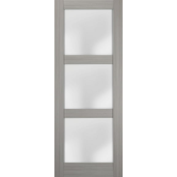 Slab Barn Door Panel Frosted Glass 32 x 80 inches | Lucia 2552 Grey Ash | Sturdy Finished Doors | Pocket Closet Sliding