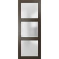 thumbnail image 1 of Slab Barn Door Panel Frosted Glass 32 x 84 inches | Lucia 2552 Chocolate Ash | Sturdy Finished Doors | Pocket Closet Sliding, 1 of 6