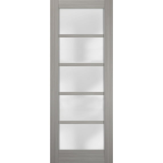 Slab Barn Door Panel Frosted Glass 32 x 84 inches | Quadro 4002 Grey Ash | Sturdy Finished Doors | Pocket Closet Sliding