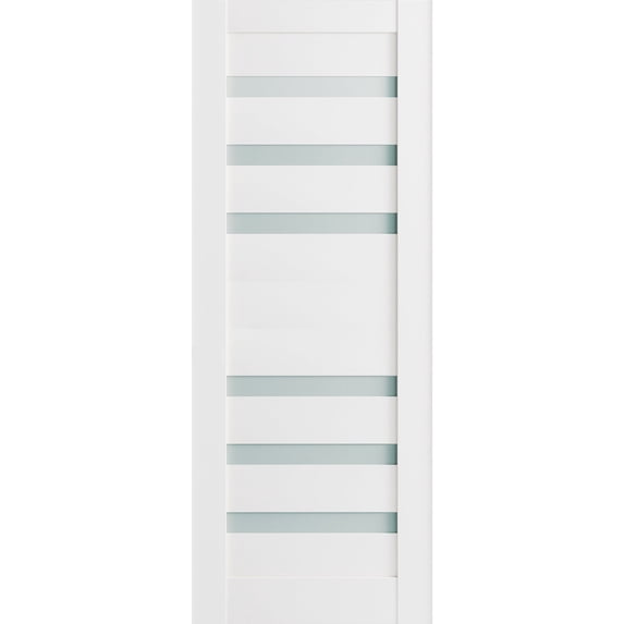 Slab Barn Door Panel Frosted Glass 36 x 80 inches | Quadro 4266 White Silk | Sturdy Finished Doors | Pocket Closet Sliding