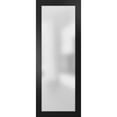 thumbnail image 1 of Slab Barn Door Panel Frosted Glass Lite | Planum 2102 Matte Black | Sturdy Finished Modern Doors | Pocket Closet Sliding -28" x 84", 1 of 5