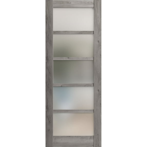 Slab Barn Door Panel Frosted Glass | Quadro 4002 Nebraska Grey | Sturdy Finished Doors | Pocket Closet Sliding-24" x 80"