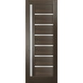 thumbnail image 1 of Slab Barn Door Panel Frosted Glass | Quadro 4088 Chocolate Ash | Sturdy Finished Doors | Pocket Closet Sliding-30" x 84", 1 of 5