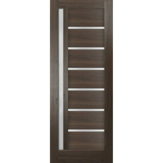 Slab Barn Door Panel Frosted Glass | Quadro 4088 Chocolate Ash | Sturdy Finished Doors | Pocket Closet Sliding-36" x 84"