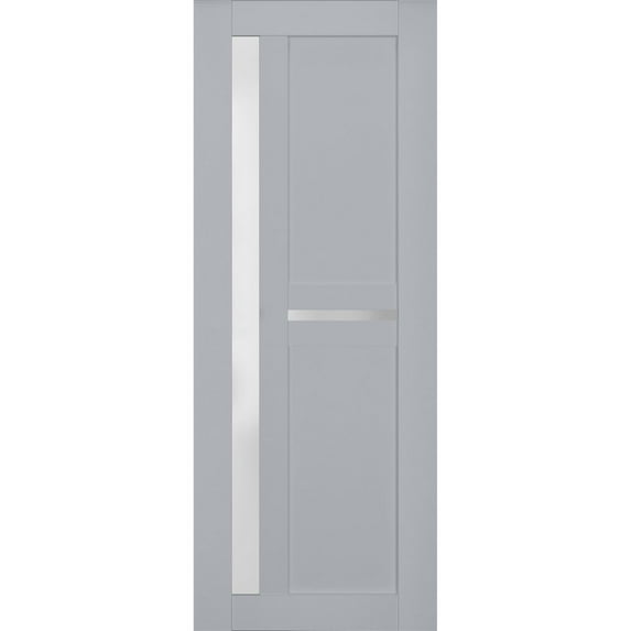Slab Barn Door Panel Frosted Glass | Veregio 7288 Matte Grey | Sturdy Finished Doors | Pocket Closet Sliding-42" x 96"