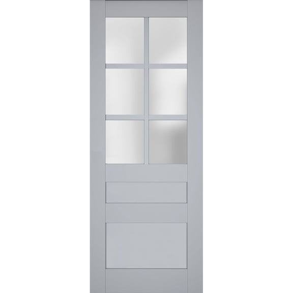 Slab Barn Door Panel Frosted Glass | Veregio 7339 Matte Grey | Sturdy Finished Doors | Pocket Closet Sliding-28" x 80"