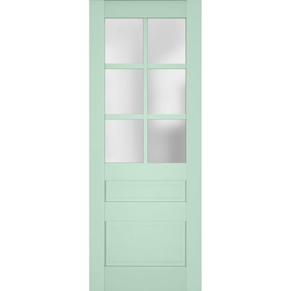Slab Barn Door Panel Frosted Glass | Veregio 7339 Oliva | Sturdy Finished Doors | Pocket Closet Sliding-24" x 84"
