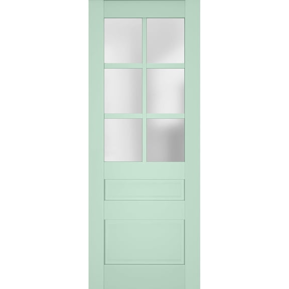Slab Barn Door Panel Frosted Glass | Veregio 7339 Oliva | Sturdy Finished Doors | Pocket Closet Sliding-30" x 84"