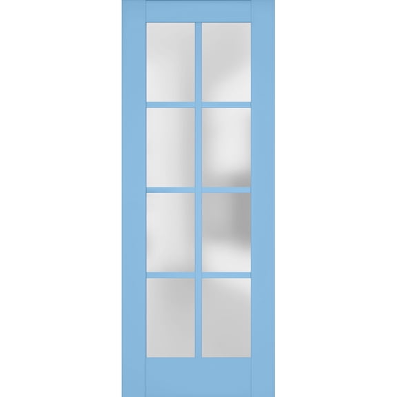 Slab Barn Door Panel Frosted Glass | Veregio 7412 Aquamarine | Sturdy Finished Doors | Pocket Closet Sliding-28" x 96"
