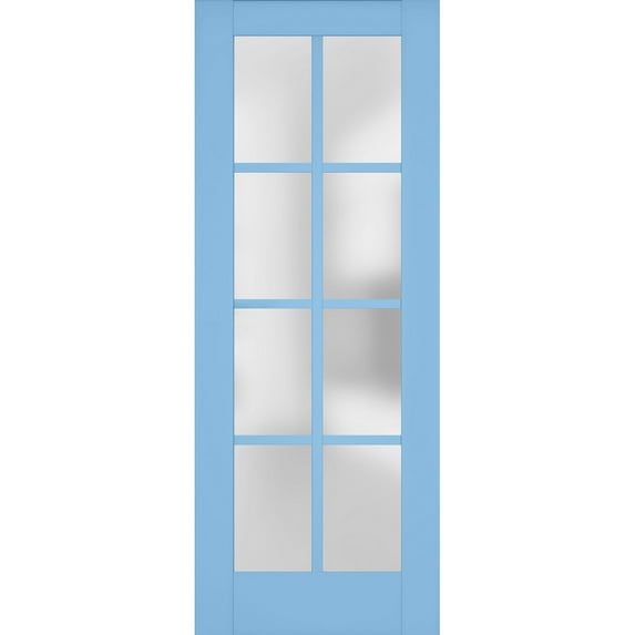 Slab Barn Door Panel Frosted Glass | Veregio 7412 Aquamarine | Sturdy Finished Doors | Pocket Closet Sliding-42" x 96"