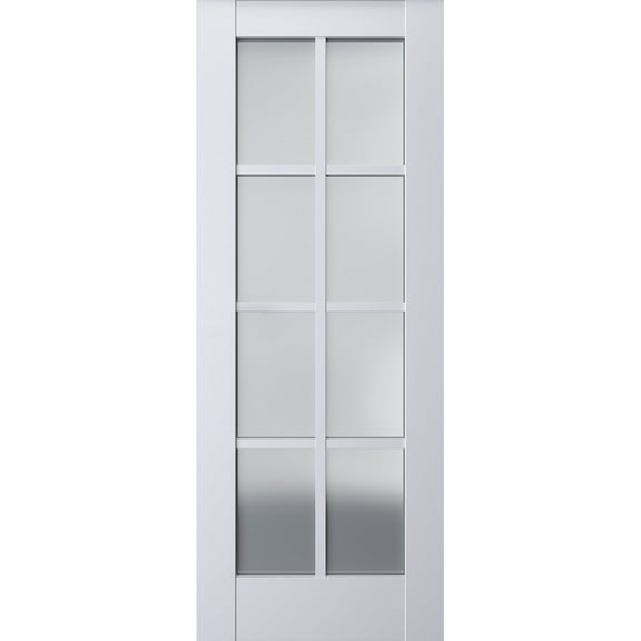 Slab Barn Door Panel Frosted Glass | Veregio 7412 White Silk | Sturdy Finished Doors | Pocket Closet Sliding-36" x 84"